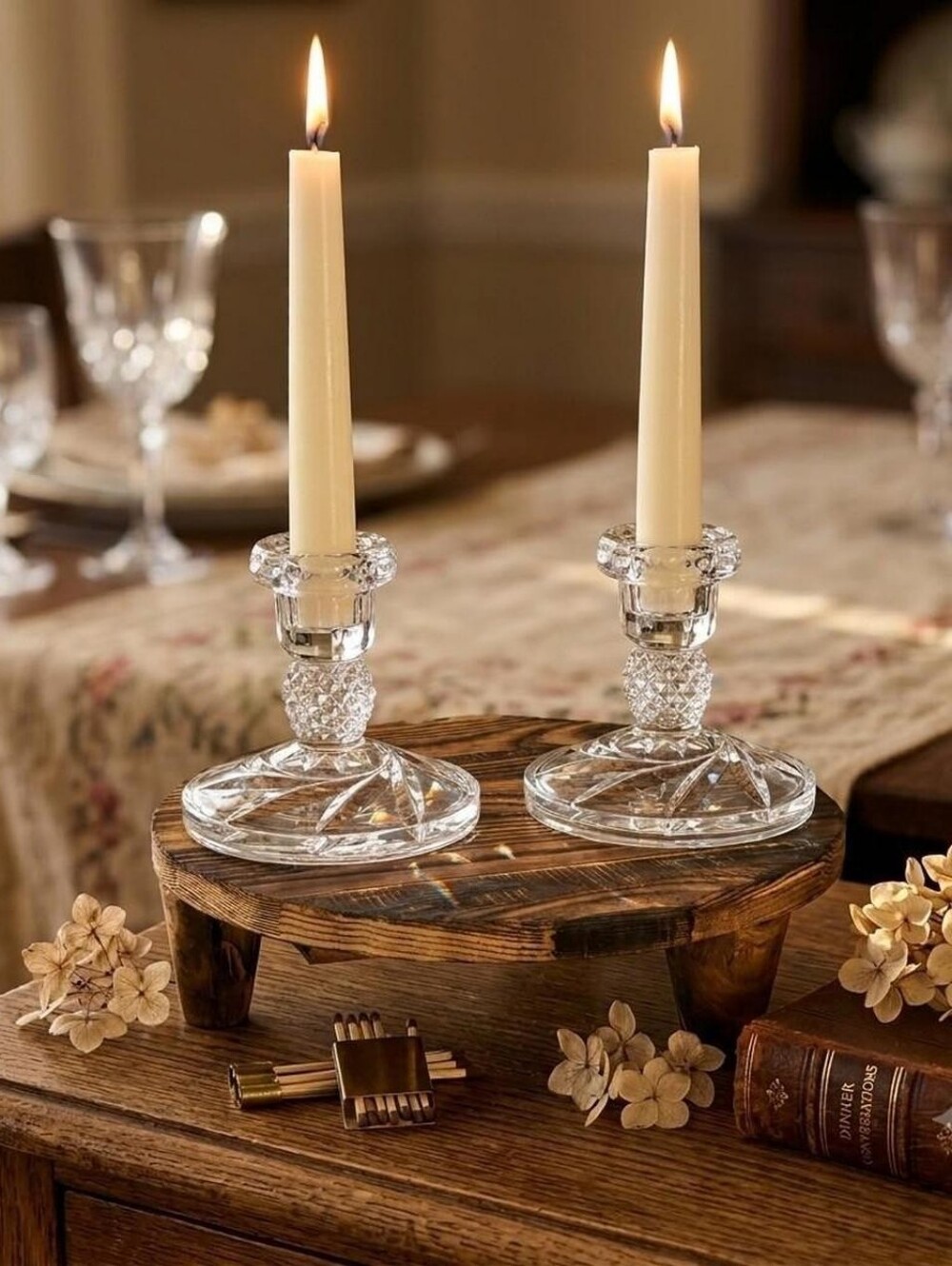 STUNNING VINTAGE GERMAN LEAD CRYSTAL CANDLESTICK HOLDERS (PAIR)